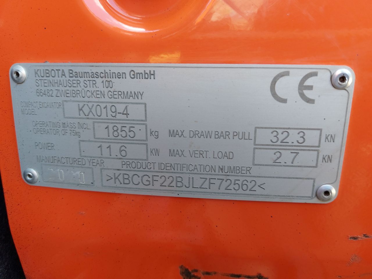 Kubota KX 019-4 boujaar 2020 2991 uur