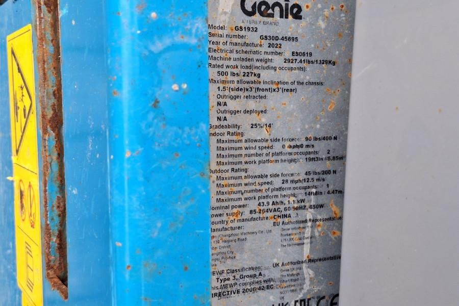 Genie GS1932 E-Drive Several In Stock, 8m Working Height
