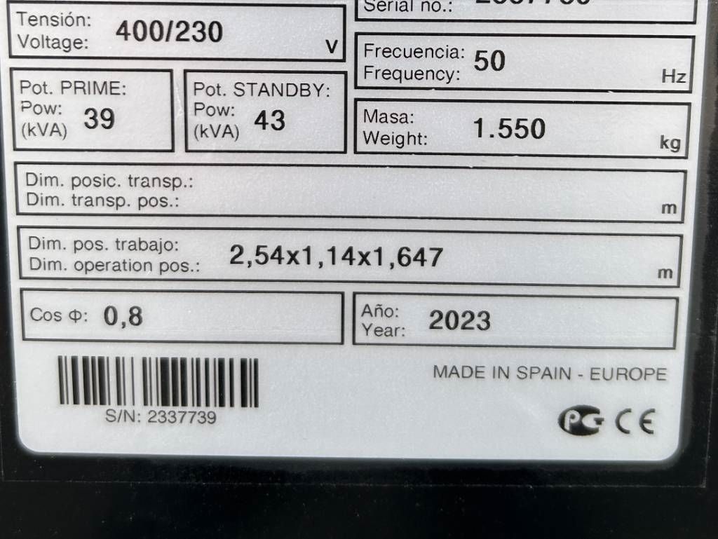 Deutz TD2.9 L4 - 43 kVA Stage V Generator - DPX-19010