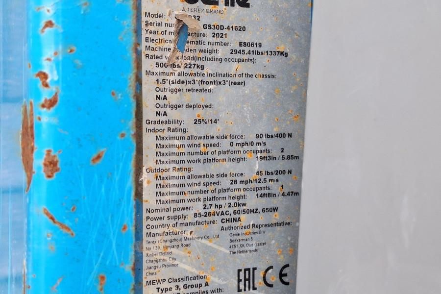 Genie GS1932 E-Drive Several In Stock, 8m Working Height