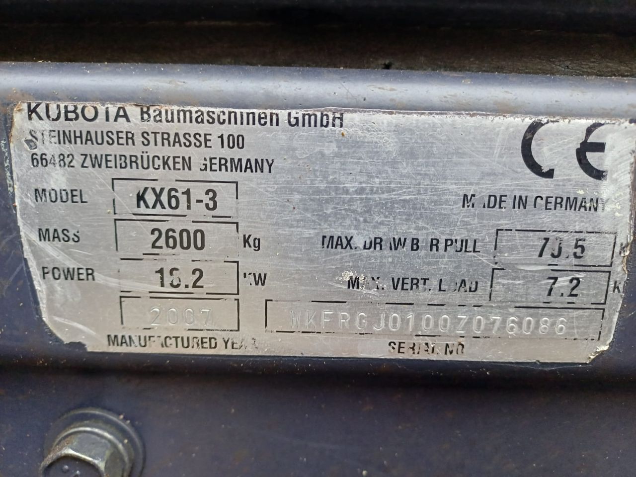 Kubota KX61-3 | bj 2007 | 4299uur |