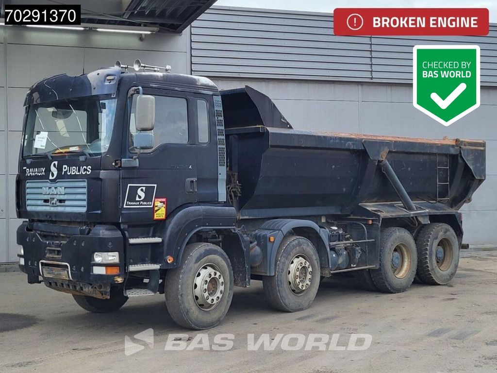 MAN TGA 35.480 8X4 BROKEN ENGINE! 16m3 tipper Steel suspension Manual Retarder Euro 2
