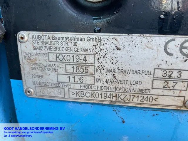 Kubota Kx 019-4 1535 uur 3 Bakken! (TOP)