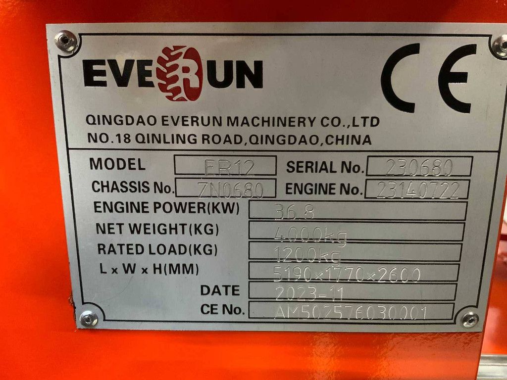 Wheel loader Everun ER12 Diesel 36kW 2025 New