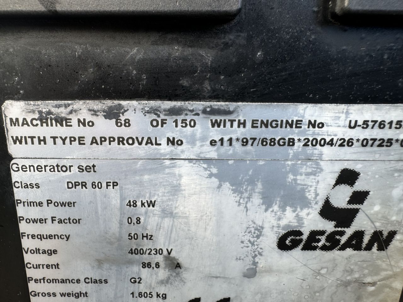 Gesan DPR60 diesel aggregaat generator Perkins