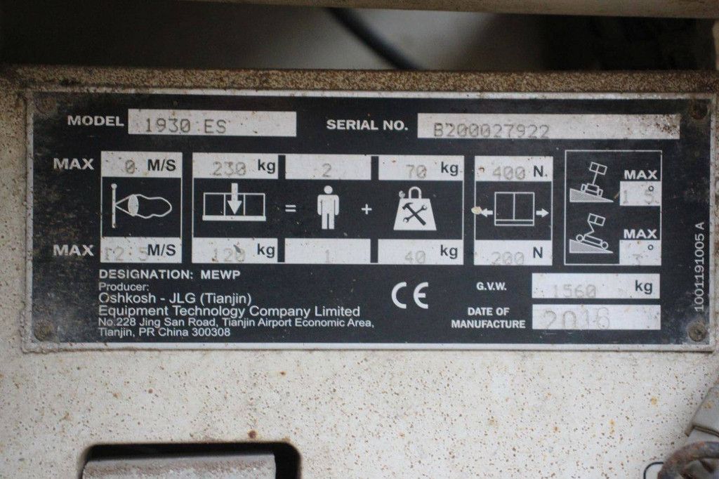 JLG 1930ES Electric Scissor Lift 7.8m 2016