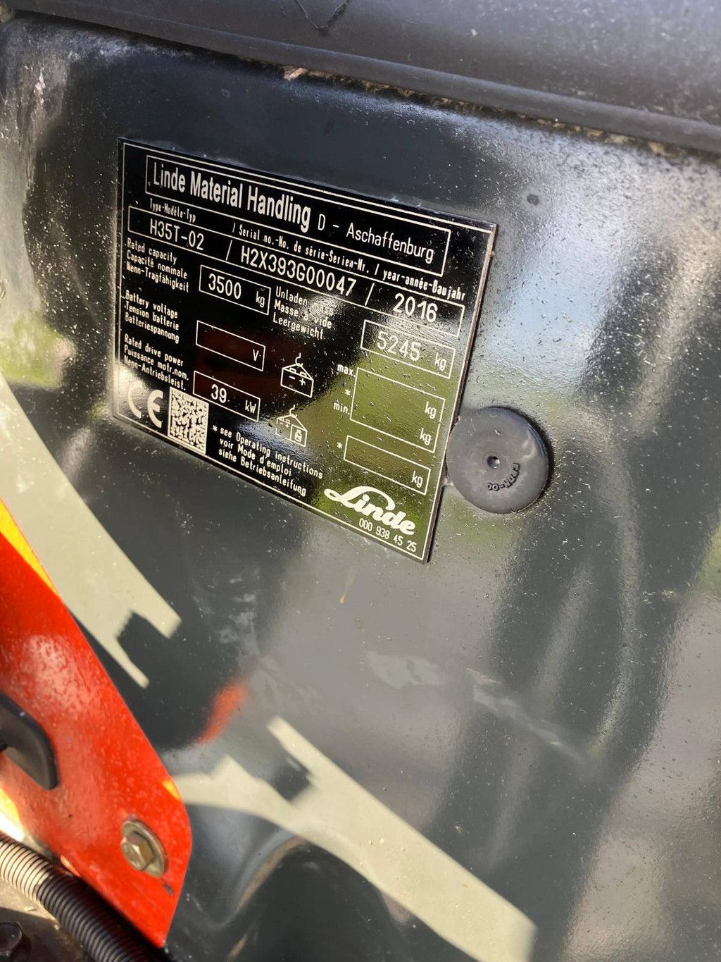 Forklift Linde H35T-02 LPG 3500kg 2016