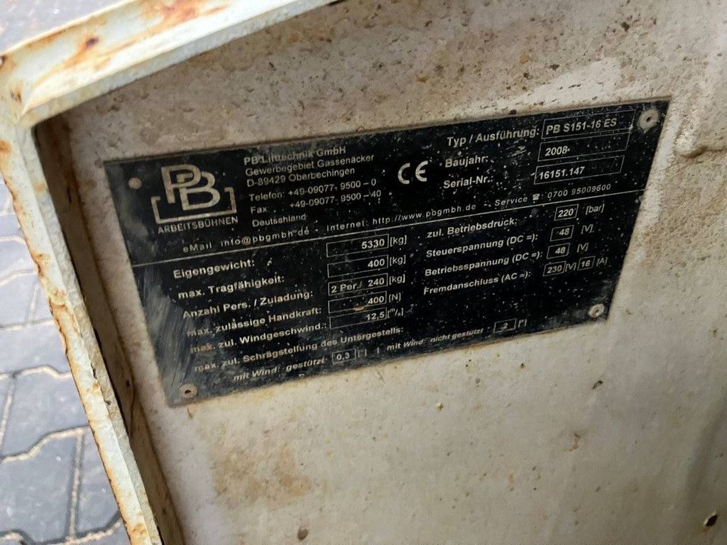 Scherenbühne PB S151-16ES Elektrisch 15,30 m 2008