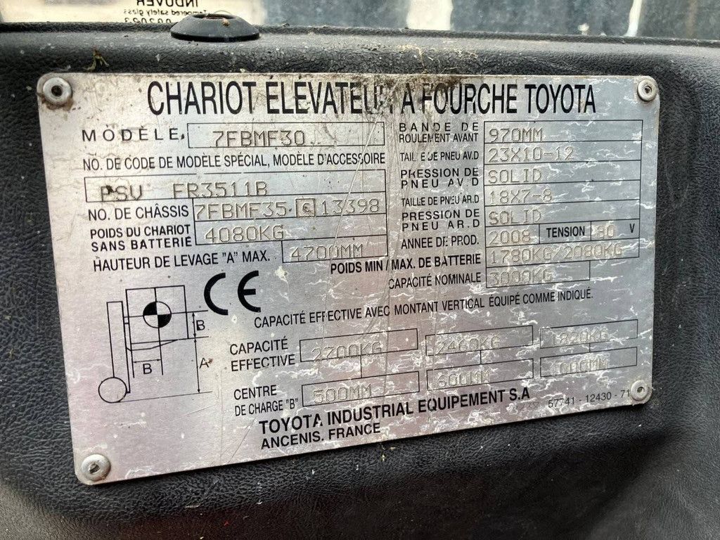 Forklift Toyota 7FBMF30 Electric 3000kg 4.7m 2008