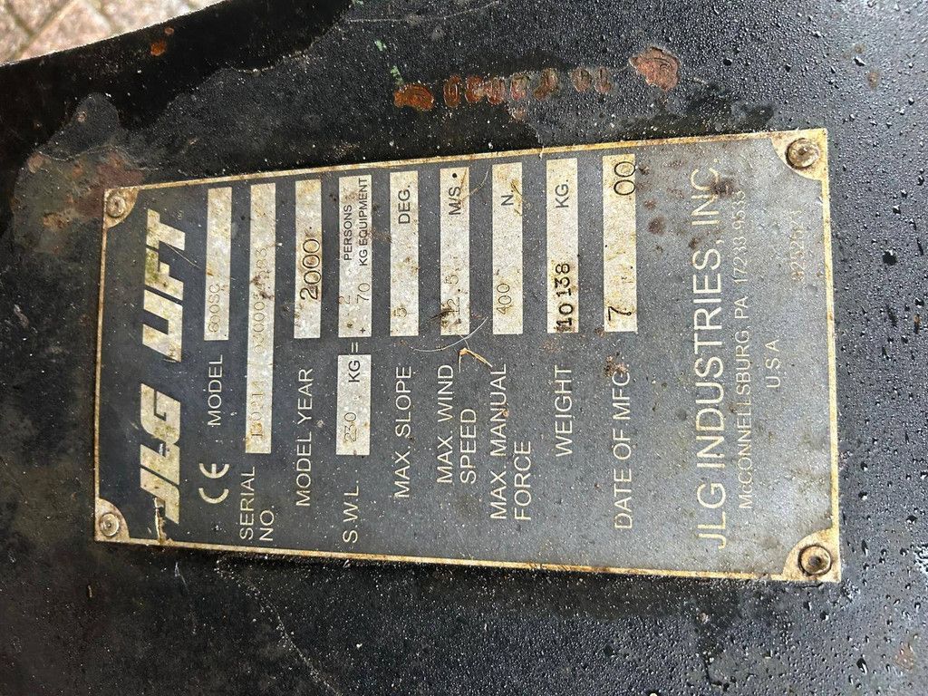 JLG 600 SC Diesel 20.36m Telescopic Boom Lift 2000