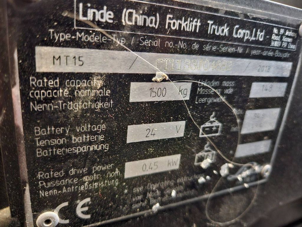 Pallet truck Linde MT15 Electric 1500kg 2018