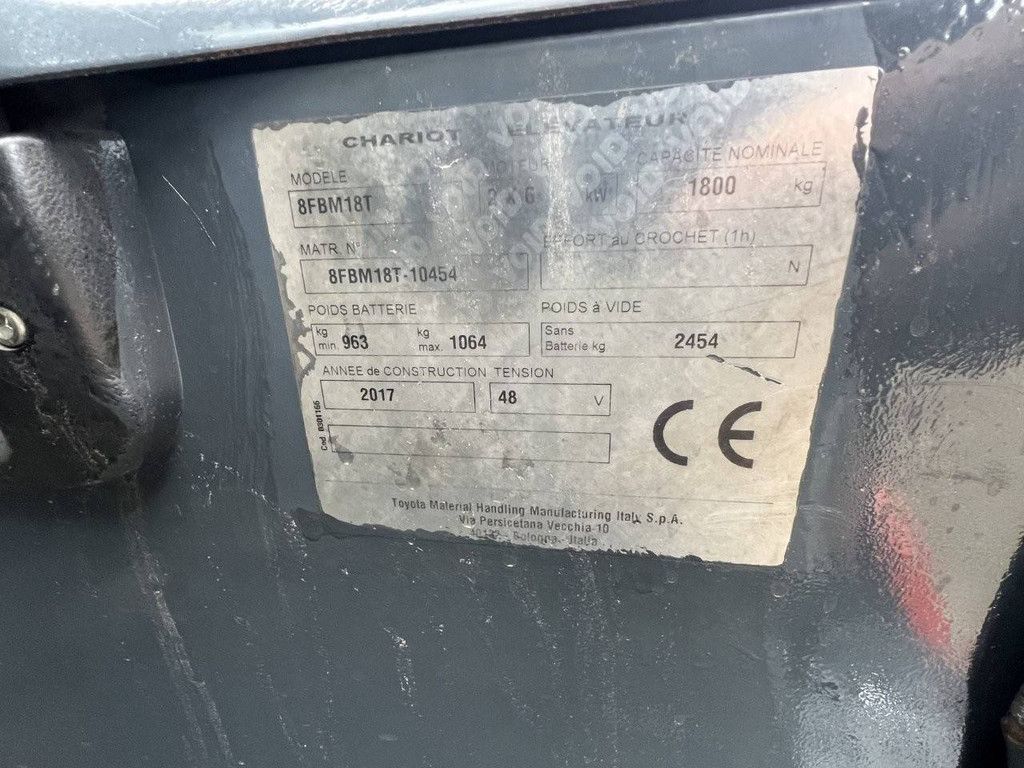 Toyota 8FBM18T Elektrogabelstapler 1800 kg 4,7 m 2017