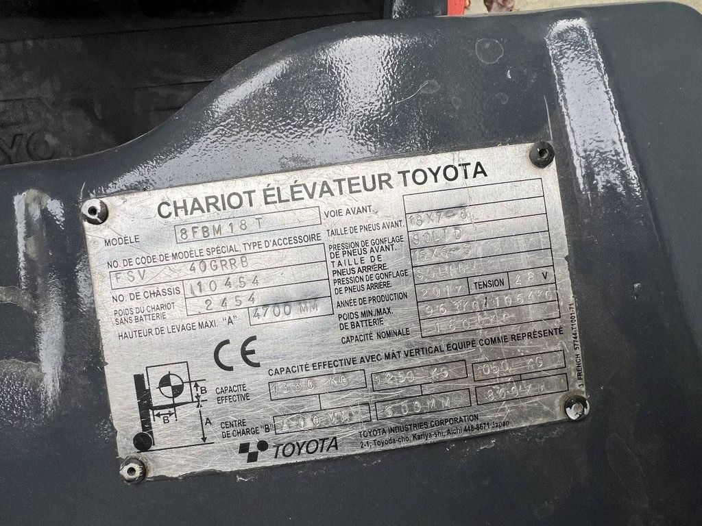 Toyota 8FBM18T Elektrogabelstapler 1800 kg 4,7 m 2017