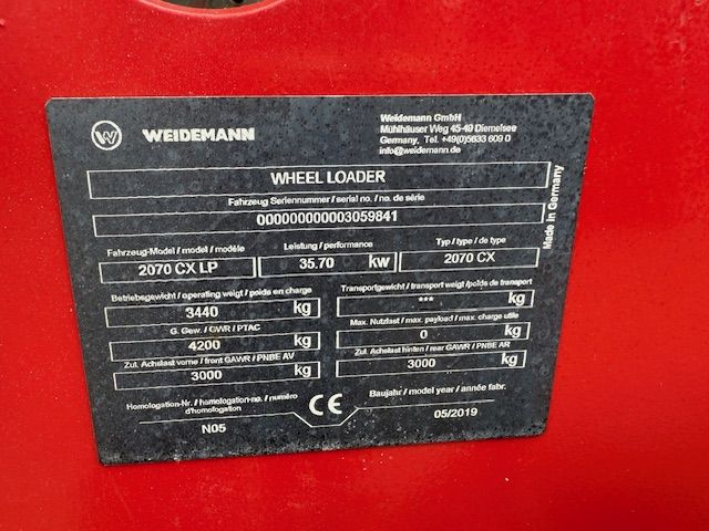 Weidemann 2070cx50 bj19 Minishovel Shovel Kniklader Loader