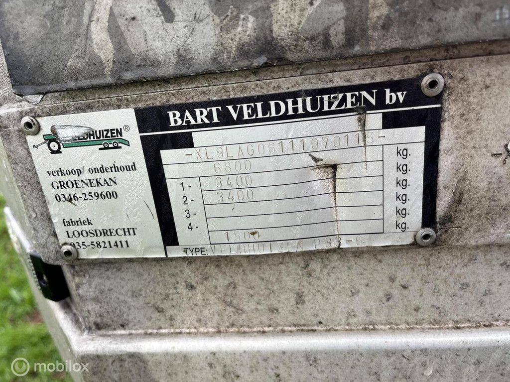 Veldhuizen AUTOTRAILER P 33-6|APK|LIER|10.5M|PNEU RIJPLATEN|