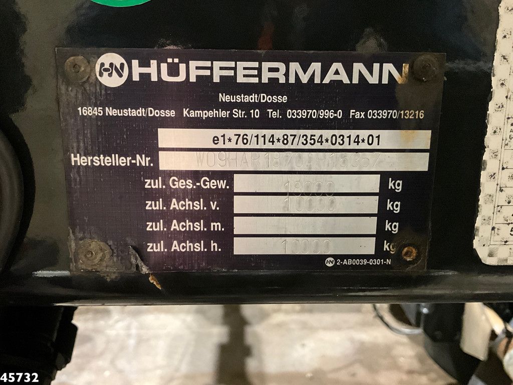 Huffermann 2-assige container aanhangwagen