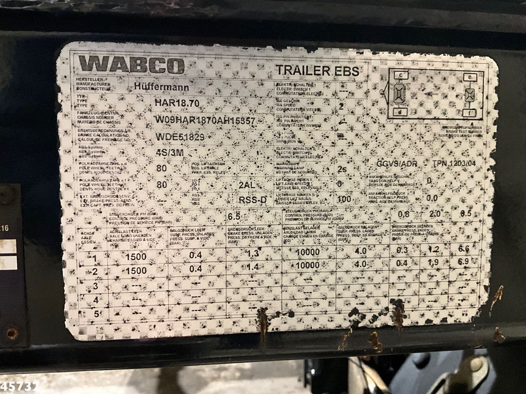 Huffermann 2-assige container aanhangwagen