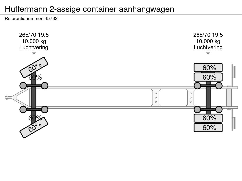 Huffermann 2-assige container aanhangwagen
