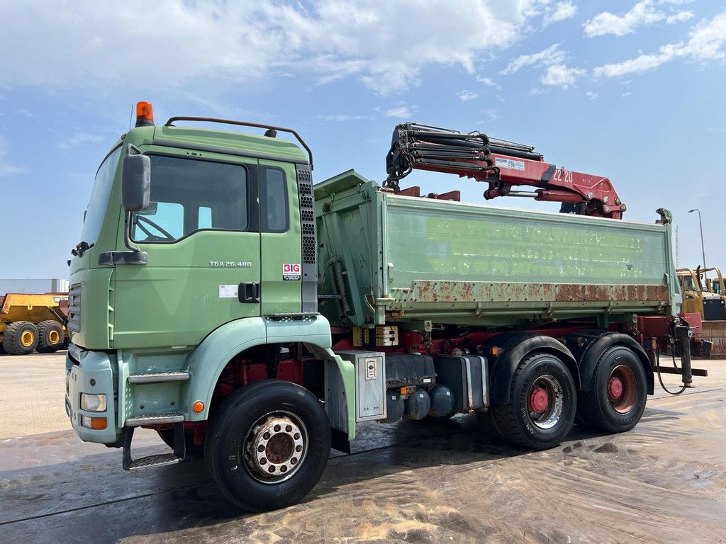 MAN TGA 26.480 6x4 tipper + HMF crane
