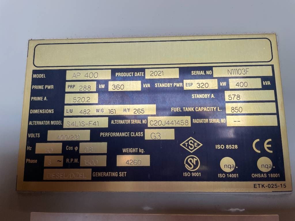 Perkins 2206A-E13TAG2 - 400 kVA Generator - DPX-12651