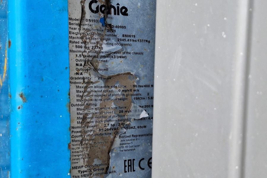 Genie GS1932 E-Drive Several In Stock, 8m Working Height