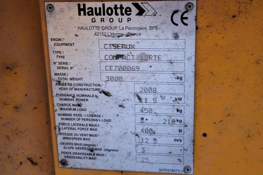 Haulotte Compact 12RTE Electric, 12m Working Height, 450kg