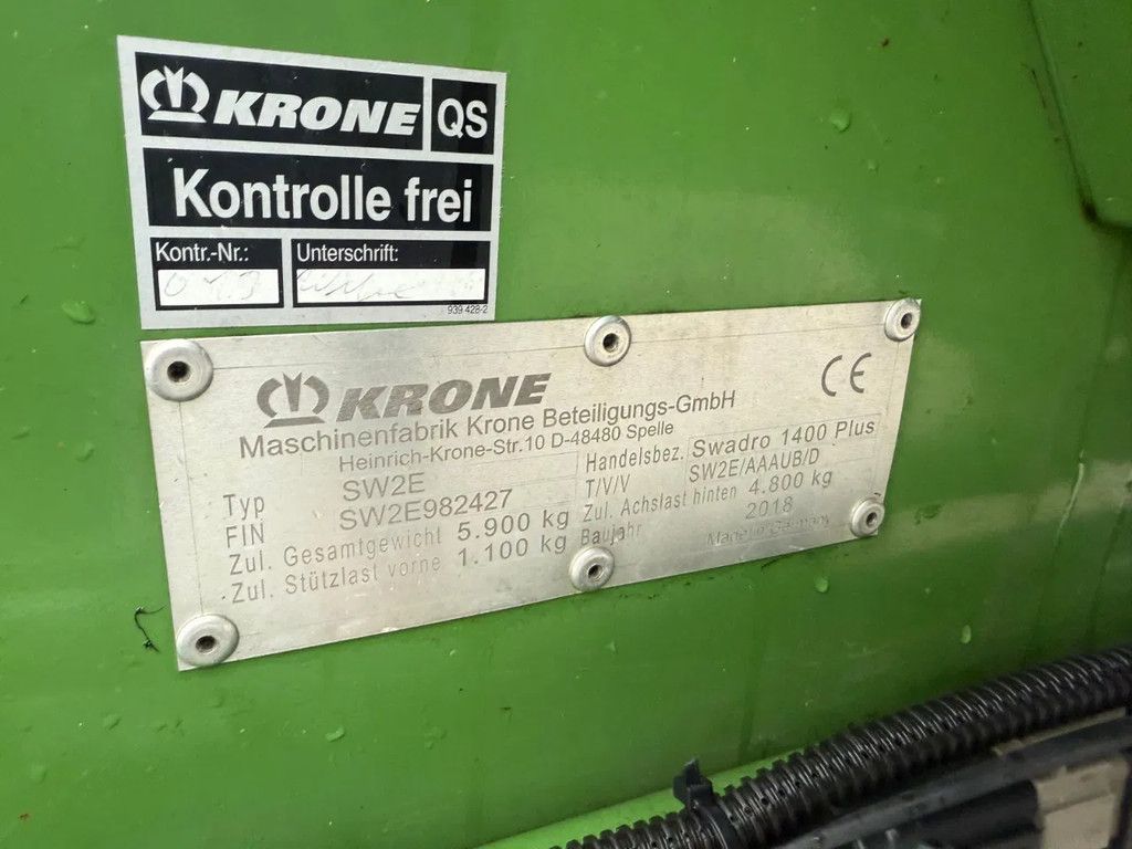 Krone Swadro 1400 Plus 4 rotorhark Zwiller
