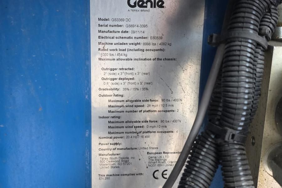 Genie GS3369DC Electric, 11.9m Working Height, 454kg Cap