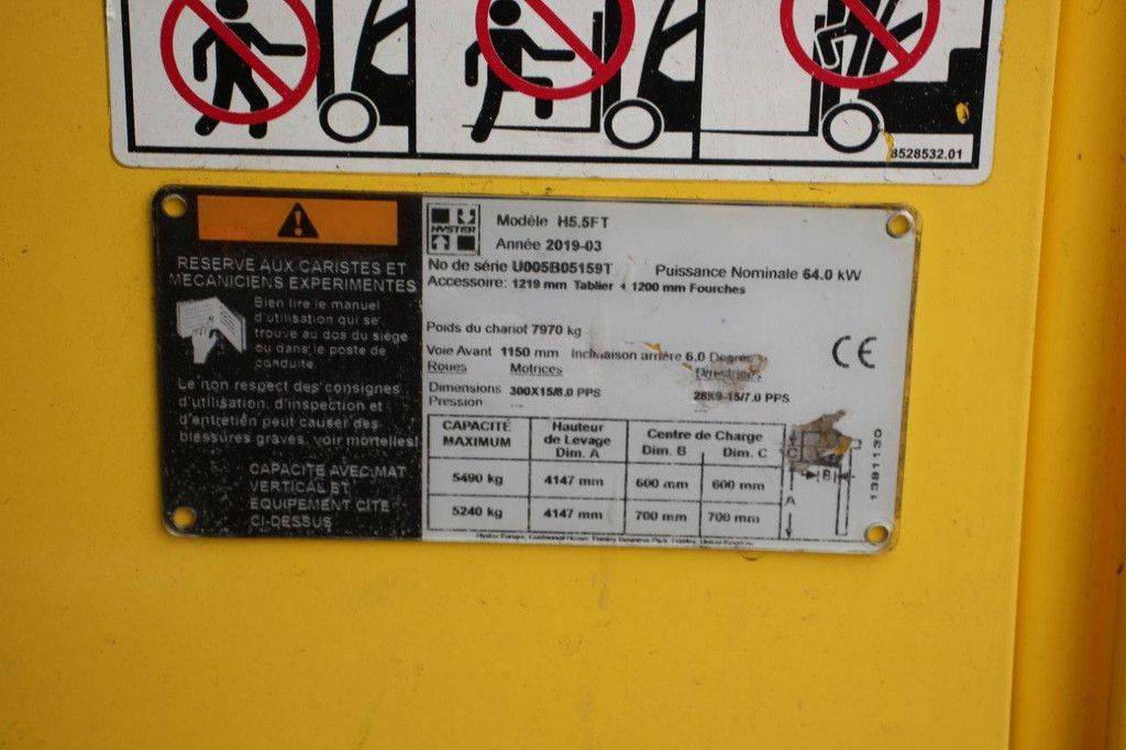 Forklift Hyster H5.5FT LPG 5490kg 4.15m 2019