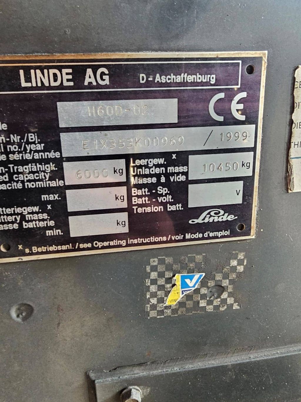 Forklift Linde H60D-02 Diesel 6000kg 1999