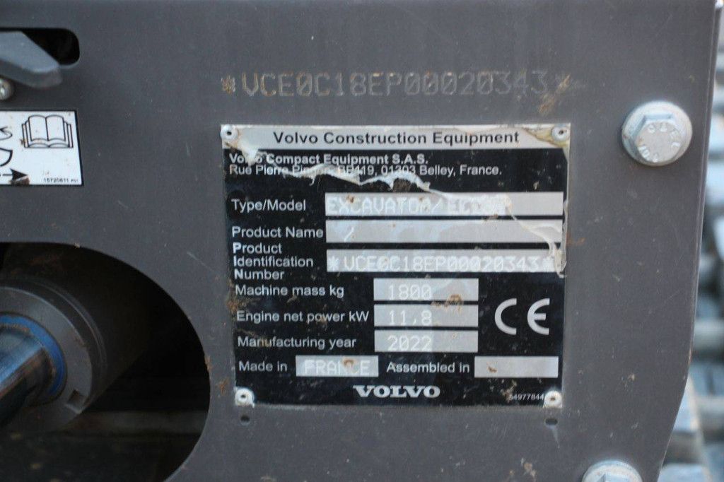 Mini excavator Volvo EC18E Diesel 2022