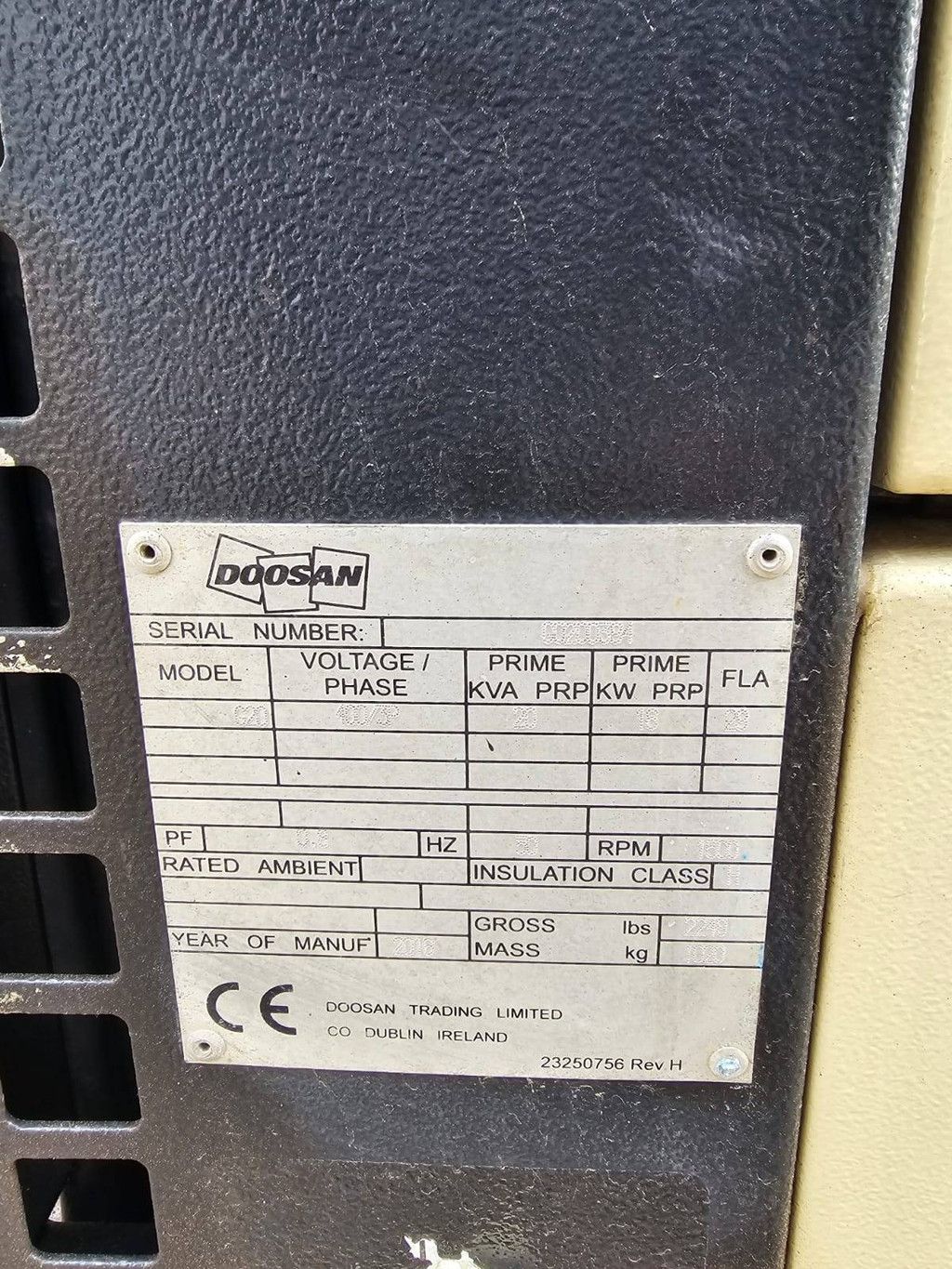 Generator Doosan G20 Diesel 20kVA 2016