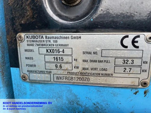 Kubota KX 016-4 3 buckets! Low Hours