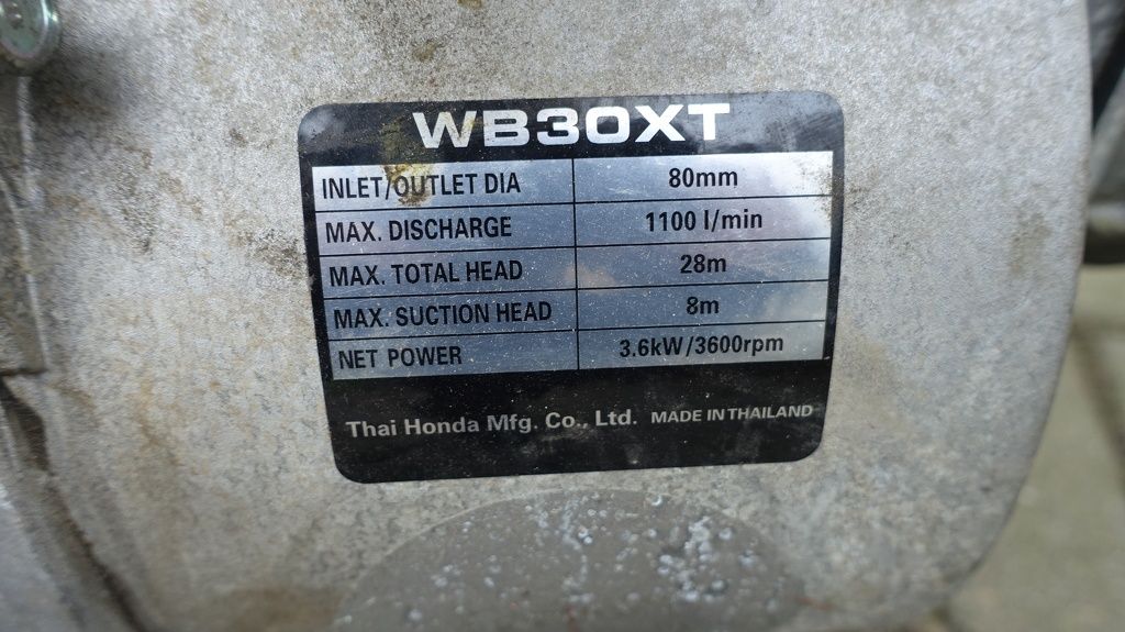 Honda WB30XT waterpomp met slangen