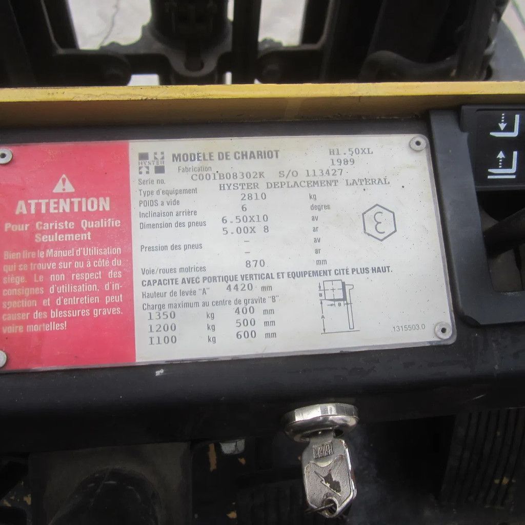 Hyster heftruck H 1.50XL, LPG-gas, triplo, side shift.