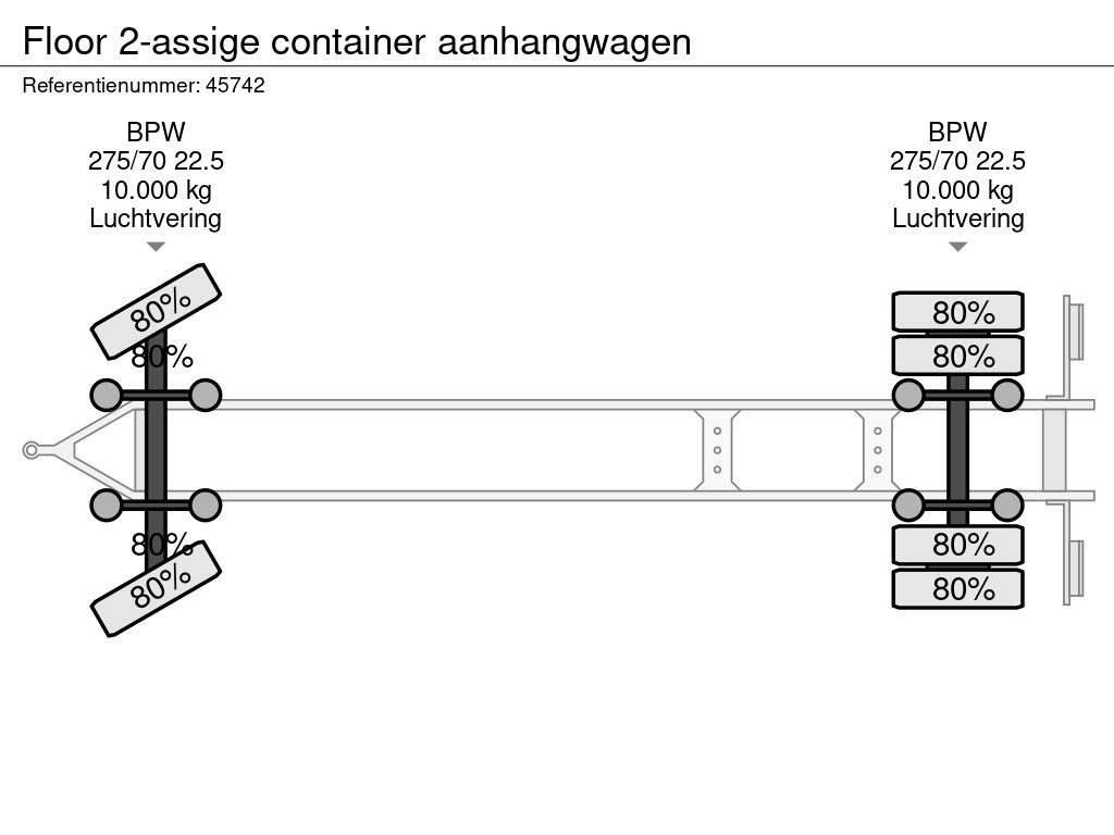 Floor 2-assige container aanhangwagen