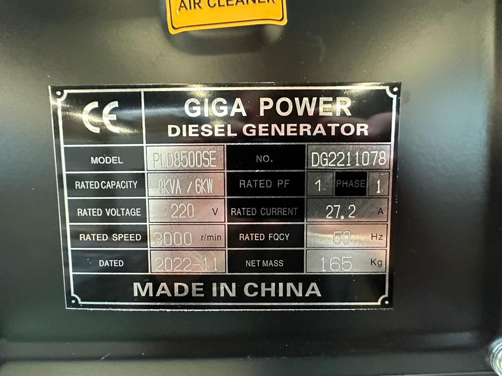 Giga power PLD8500SE 8 kVA silent generator