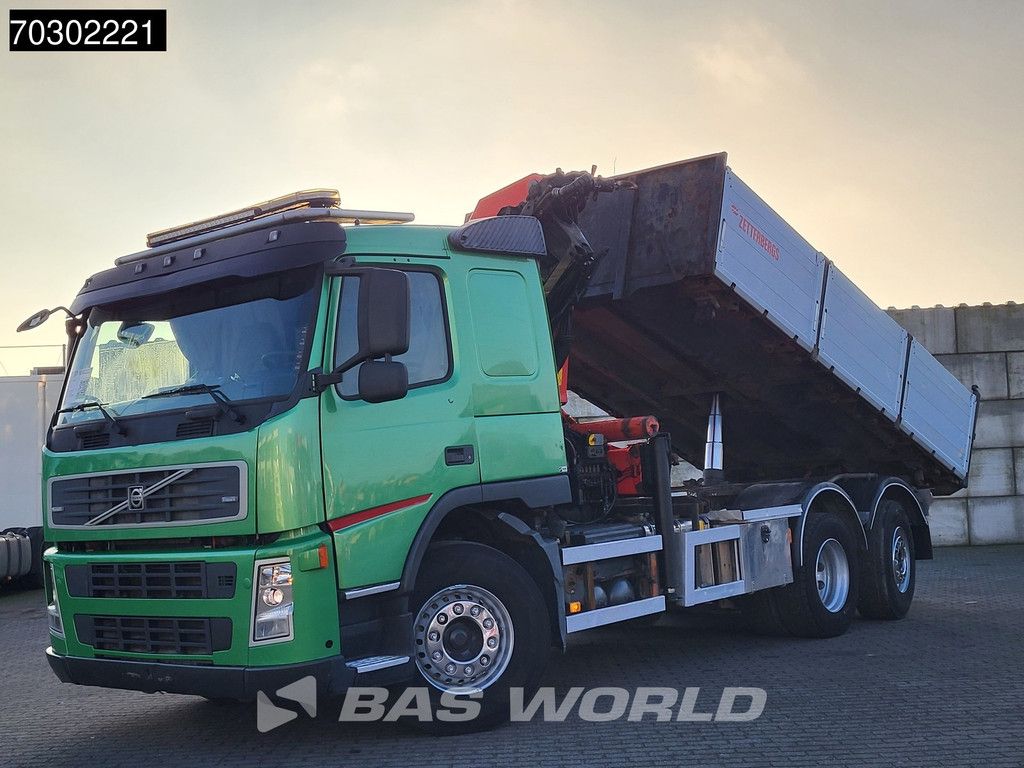 Volvo FM FM 340 6X2 Palfinger PK23002 Crane 10m3 3-way tipper Lift+steering axle Euro 5