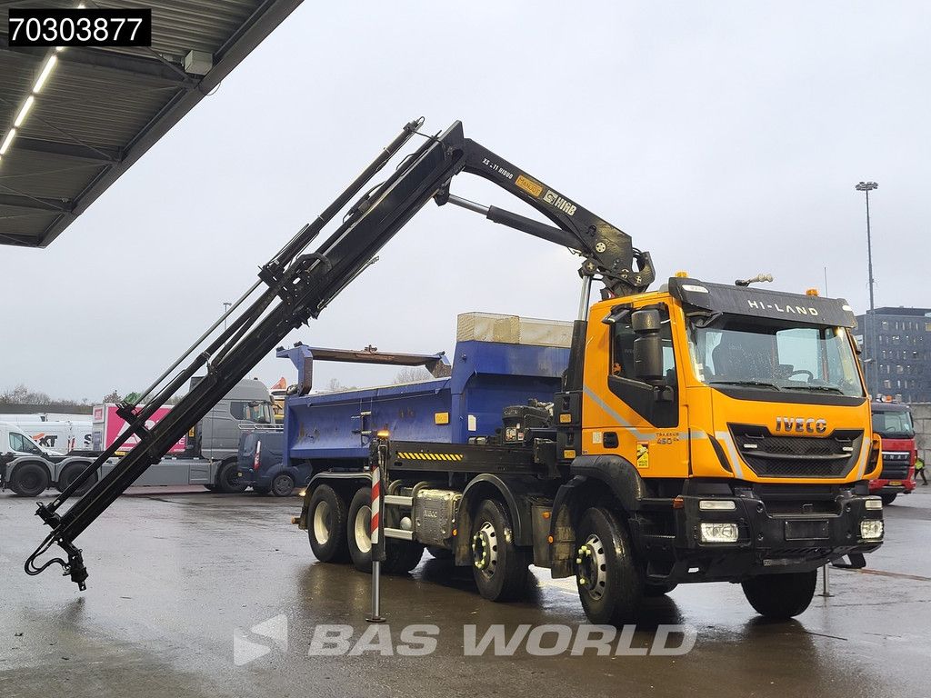 Iveco Trakker 450 8X4 HIAB 211 EP-4 Hiduo Kran Crane Big-Axle 2-Side Tipper Euro 6