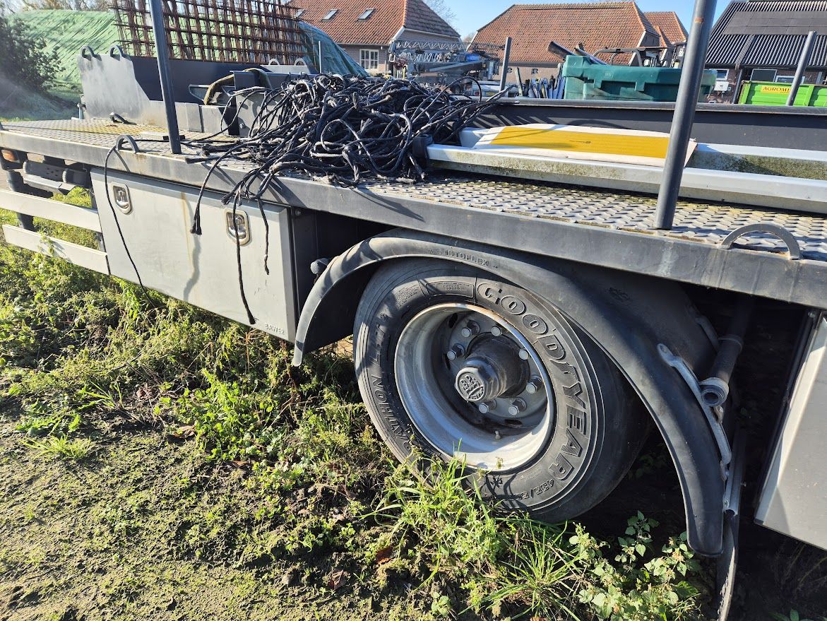 Bakkenwagen platte wagen enkelas met RVS onderbouwkisten