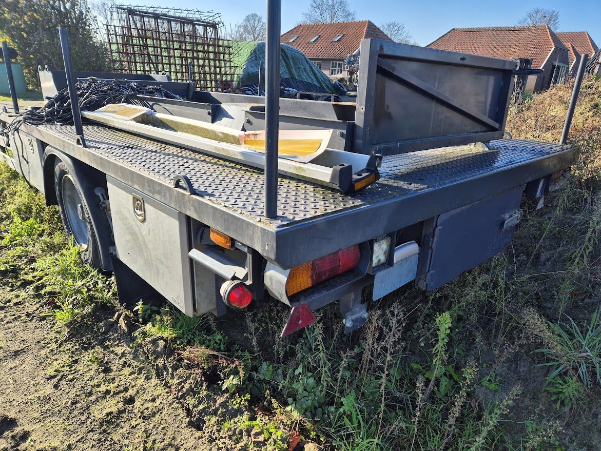 Bakkenwagen platte wagen enkelas met RVS onderbouwkisten