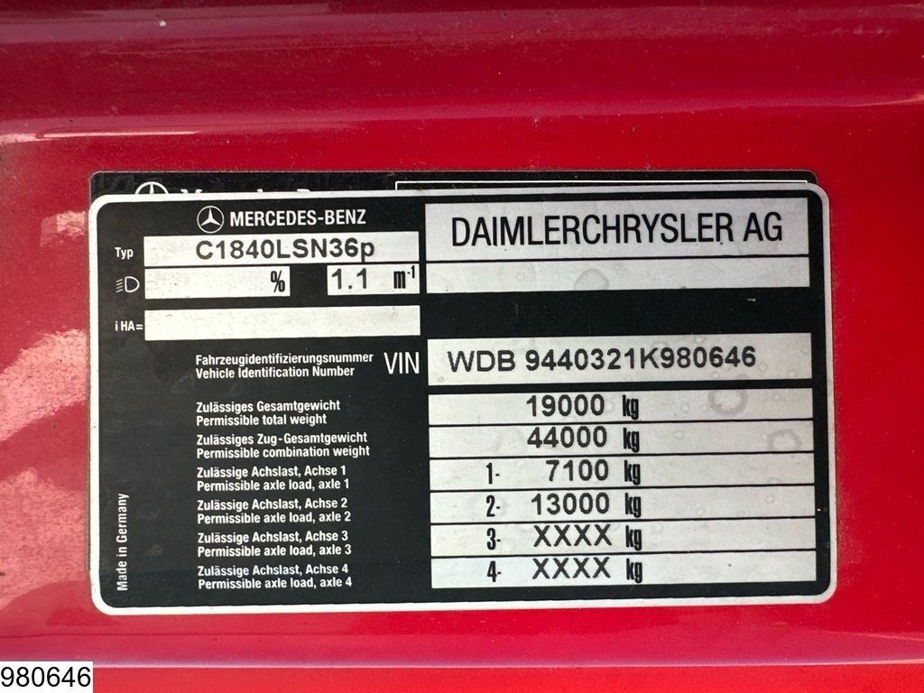 Mercedes Axor 1840 EURO 3, Manual transmission, Hydraulics