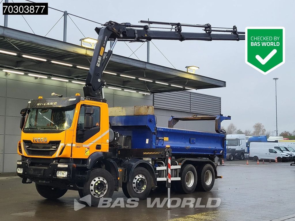 Iveco Trakker 450 8X4 HIAB 211 EP-4 Hiduo Kran Crane Big-Axle 2-Side Tipper Euro 6