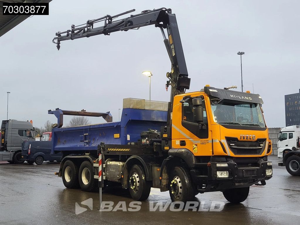 Iveco Trakker 450 8X4 HIAB 211 EP-4 Hiduo Kran Crane Big-Axle 2-Side Tipper Euro 6