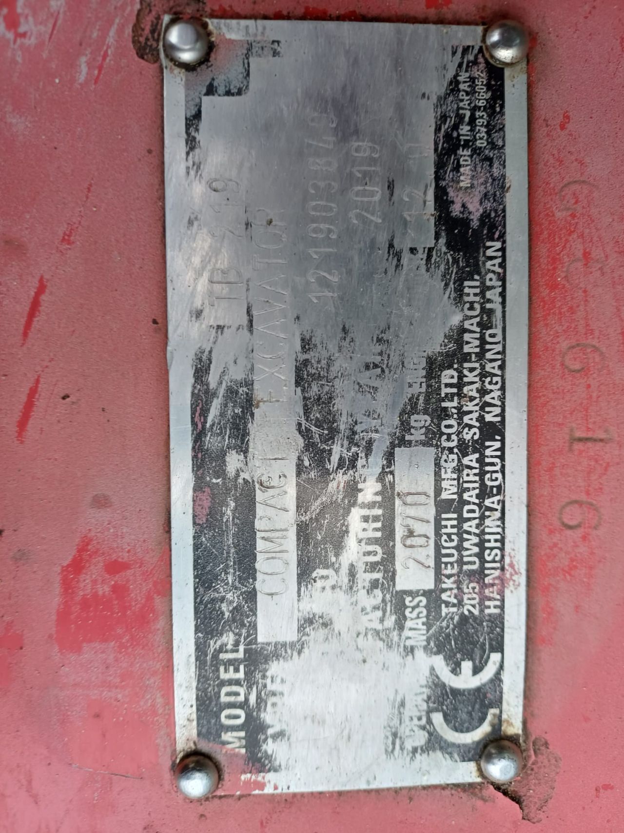 Takeuchi TB219 | bj 2019 | 3700uur | 3 bakken