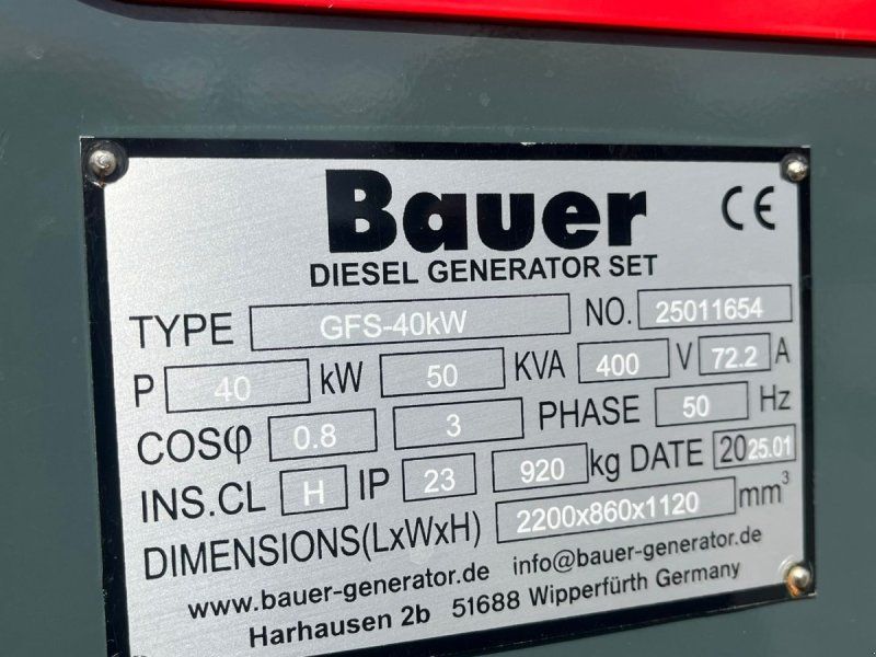 Bauer GFS-40 ATS, 40 kW/50 kVA Fabriksny