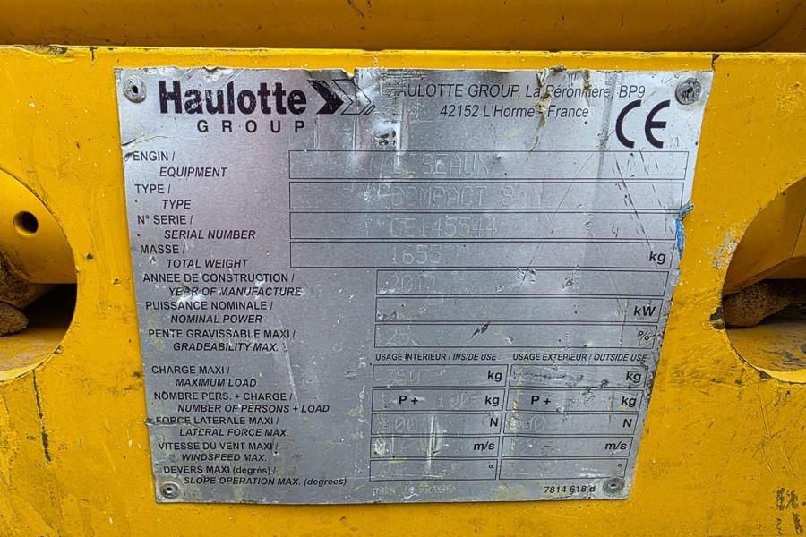 Haulotte Compact 8 Electric, 8.2m Working Height, 350kg Cap