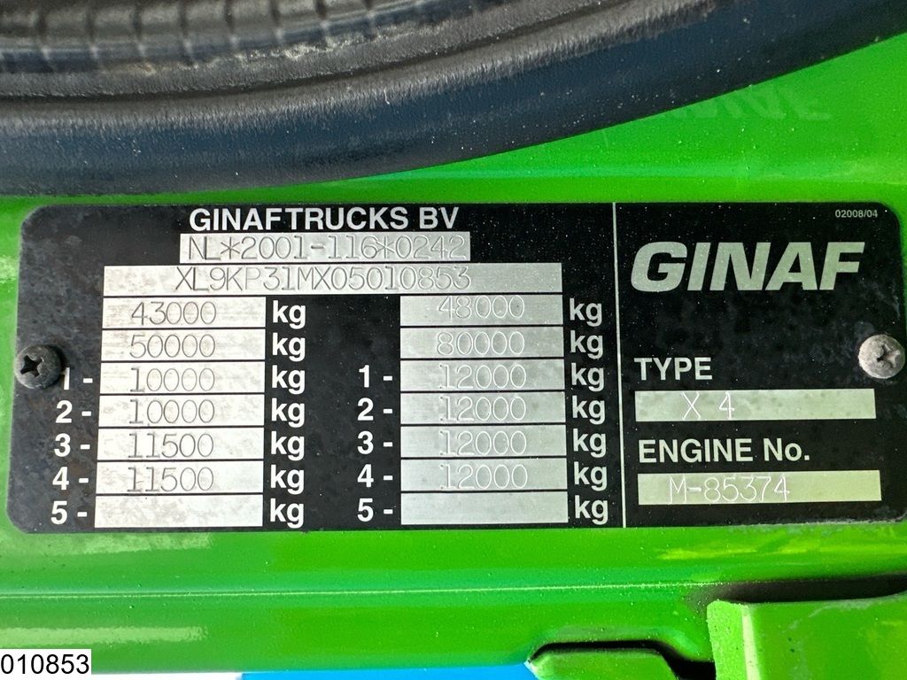 Ginaf X 4243 TS 8x4, EURO 5, 12m3, Hydraulic suspension