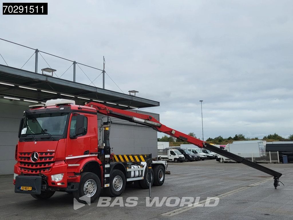 Mercedes Arocs 4145 8X4 NL-Truck HMF RCL 5300 Crane Hyva 26-51-S Hooklift Steelsuspension Big-Axle Automatic Euro 6