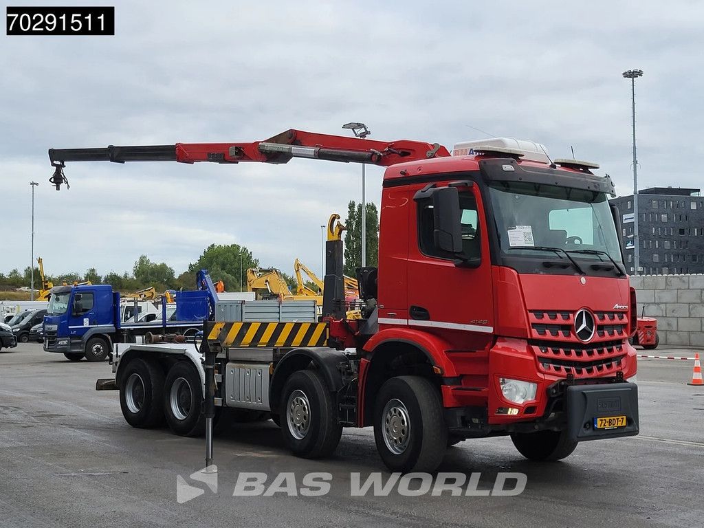 Mercedes Arocs 4145 8X4 NL-Truck HMF RCL 5300 Crane Hyva 26-51-S Hooklift Steelsuspension Big-Axle Automatic Euro 6